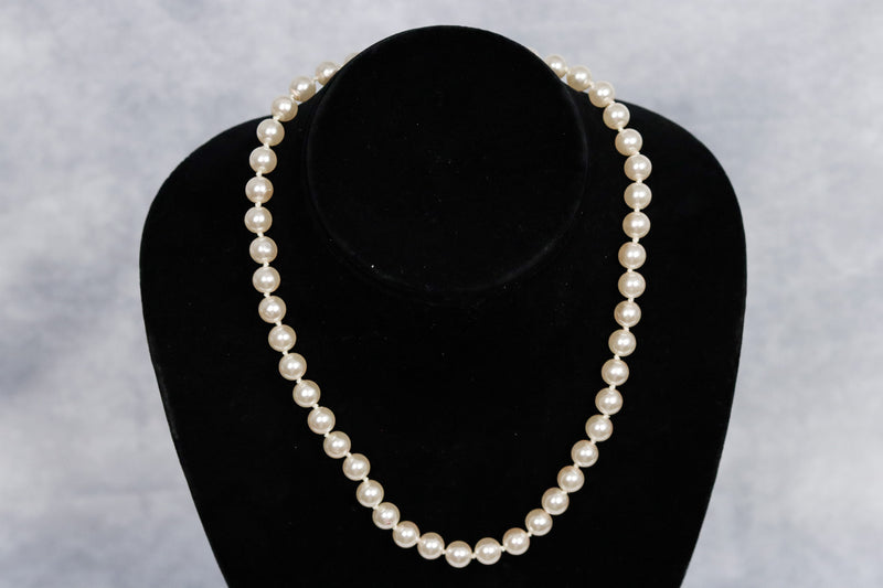 White Faux Pearl Bead Necklace