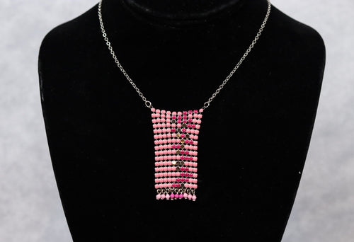 ビンテージ 80 年代ピンク チェーン メール メタル ネックレス