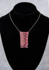Vintage 80s Pink Chain Mail Metal Necklace