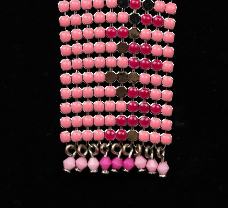 ビンテージ 80 年代ピンク チェーン メール メタル ネックレス