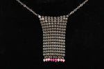 Vintage 80s Pink Chain Mail Metal Necklace
