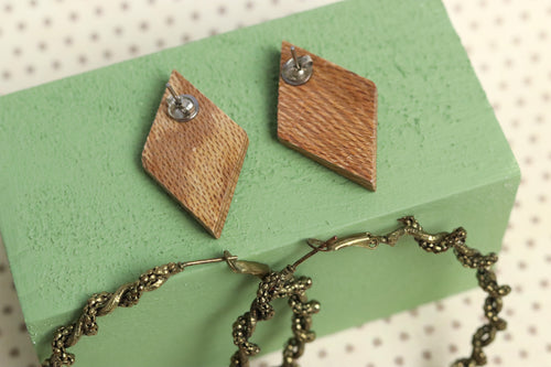 Wood Diamond Earrings
