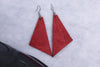 Handmade Red Leather Western Triangle Earrings
