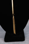 70s Style Gold Tone Bar and Chain Tassel Pendant Necklace