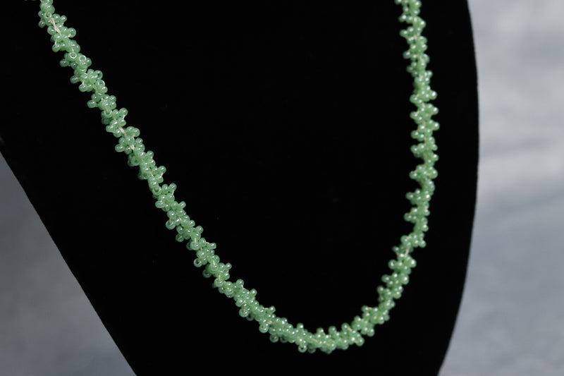 Vintage Mint Green Crochet Beaded Necklace