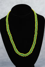 Yellow and Green Crochet Beaded Necklace