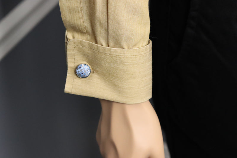 Vintage Blue & Grey Floral Fabric Bullet Back Cufflinks